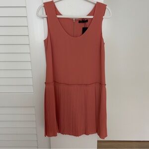 Banana Republic Salmon Pink Pleated Drop Waist Dress- Sz 2 NWT